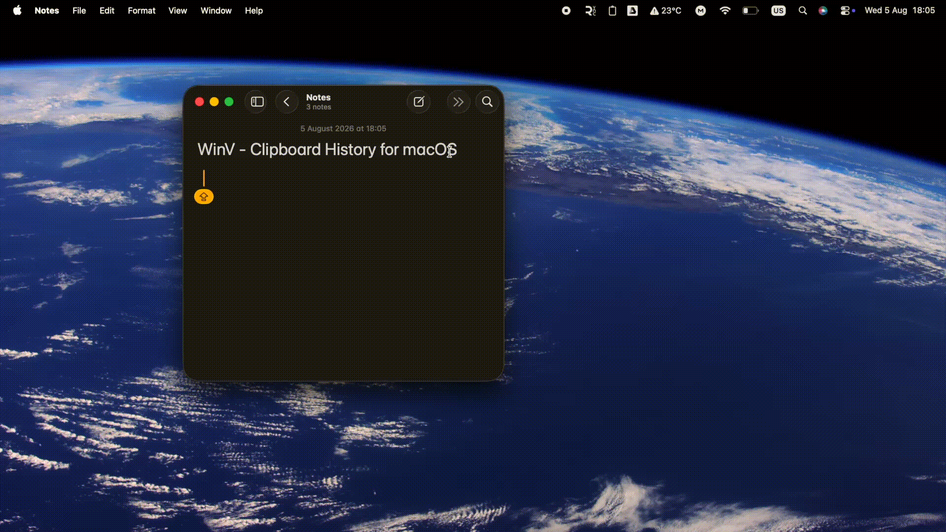 WinV animated GIF demo showing clipboard history in action on macOS